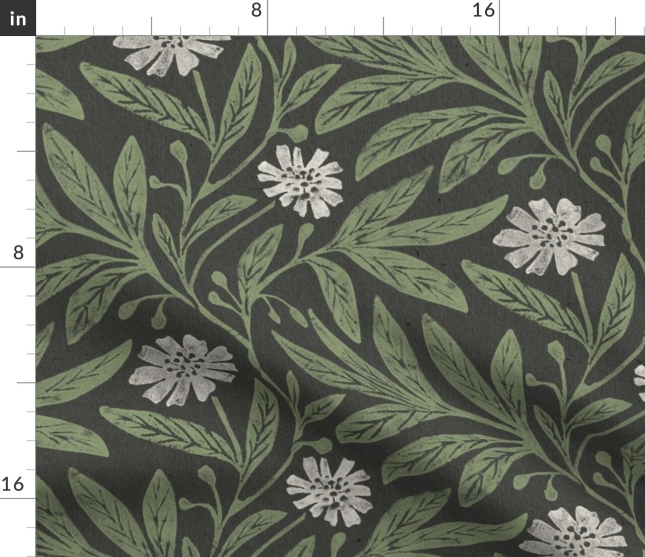 Floral Botanical Folk Art Boho Moody Garden Flowers Custom Printed Fabric by Spoonflower Various Fabrics by the Yard or Fat Quarter